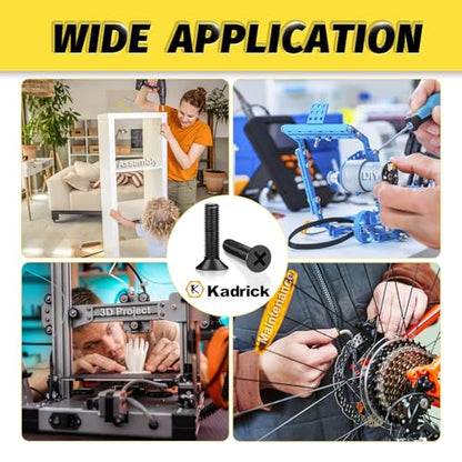 KADRICK 840Pcs M3 Countersunk Screws,M3 Flat Head Screws,Phillips Bolts Nuts Washers Assortment Kit,Zinc Plated,Lenth of 6MM-25MM - size: M3 840Pcs 6-25mm