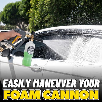 Chemical Guys, Snubby Short Pressure Washer Gun with Foam Cannon Attachment | Short-handle gun fits gas and electric washers for better control, pairs with a foam cannon for thick suds