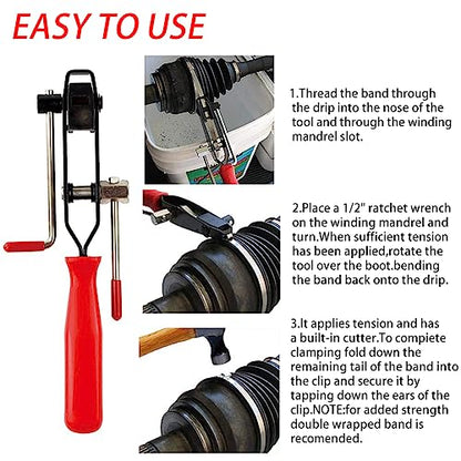 22Pcs CV Joint Boot Clamp Pliers with 2 types of CV Boot Clamps Kit, Ear Boot Tie Pliers, Car Band Tool Kit, Automotive Hose Axle Plier CV Clamp Tool CV Joint Banding Tools for Most Cars