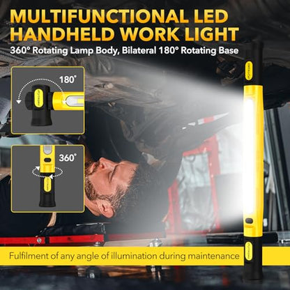 TRQWH Mechanic Work Light Under Hood Work Light Bar with Hooks - 3200LM 6000mAh Rechargeable Portable Magnetic LED Worklight for Car Repairing Garage Workshop Camping, Yellow