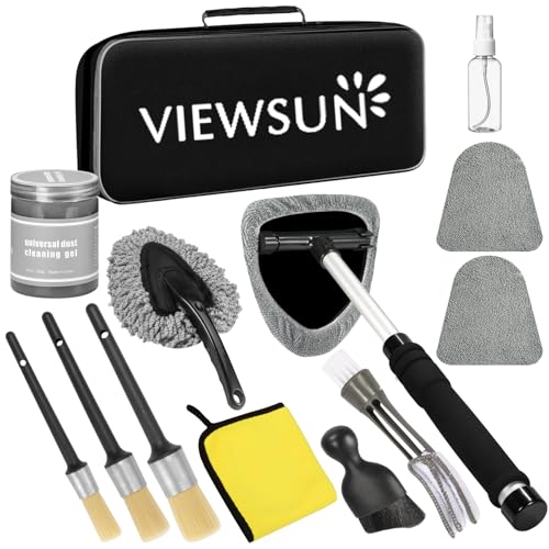 Windshield Cleaner Tool, 13Pcs Car Interior Cleaning Kit, Car Detailing Kit Interior Cleaner, Car Detailing Brushes, Car Cleaning Gel, Inside Cleaning Supplies Accessories for Women Men - color: Grey