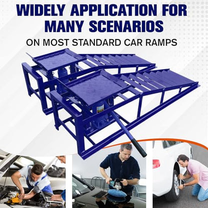 2 Pack Hydraulic Car and Truck Service Ramps,Low Profile Car Lift Service Ramps for Oil Changes,11000 Lbs (5 Tons), Adjustable Lift Height 9.8" to 16.21", Home Garage,Vehicle Auto Garage - color: Blue