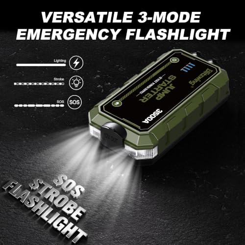 3500A 12V Heavy Duty Jump Starter, Portable Jump Box Jump Pack Battery Booster for Truck RV 10L Gas 6L Diesel, PD60W Two-Way Fast Charge LED Light, 18M Standby Auto Jumper - size: 3500A