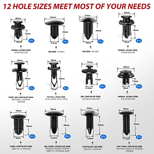Nilight Trim Removal Tool 102 Pcs, Auto Push Pin Bumper Retainer Clip Set Fastener Terminal Remover Tool Round Handle Crowbar Kit Car Panel Radio Removal Auto Clip Pliers - color: 102 Clips+ Remover Tools Blue