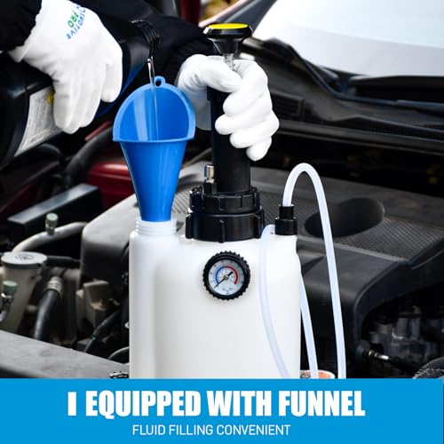 SMOTIVEPRO Brake Fluid Bleeder Kit, 3L Manual Pump with 4 Adapters, One Man | Fits Most European Vehicles and Select Chevy, Ford, Jeep, Dodge, GMC, Chrysler, Subaru and Hyundai Models