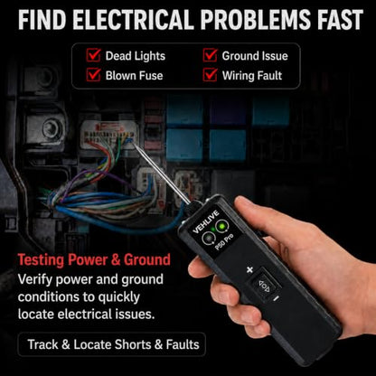 P50 Pro Power Circuit Probe Tester, 6-24V DC Automotive Circuit Tester with Component Activation, Dual LEDs, Manual Reset Protection, Polarity & Continuity Test, Short Finder Test Light
