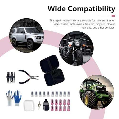 30 PCS Tire Repair Kit, Rubber Nail Screw Plugs, Emergency Quick Puncture Repair Tools for Car, Motorcycle, Truck, ATV, SUV, Tractor