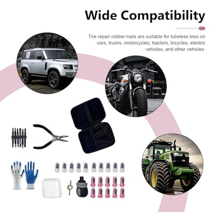 30 PCS Tire Repair Kit, Rubber Nail Screw Plugs, Emergency Quick Puncture Repair Tools for Car, Motorcycle, Truck, ATV, SUV, Tractor
