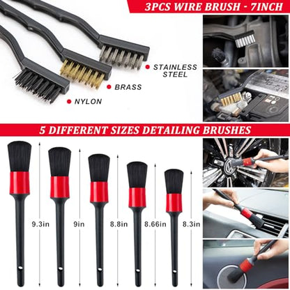 45Pcs Car Wash Cleaning Kit with High Power Handheld Vacuum Windshield Cleaning Tool with Side Mirror Squeegee Detailing Brushes Tire Brush Towels Complete Detailing Set for Car - size: 45Pcs