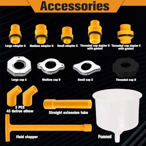 15-Piece No-Spill Coolant Funnel Kit with Adapters and Extensions, Universal Radiator Burping Funnel, Fitment for Automotive Cooling System, Used for Most Vehicles