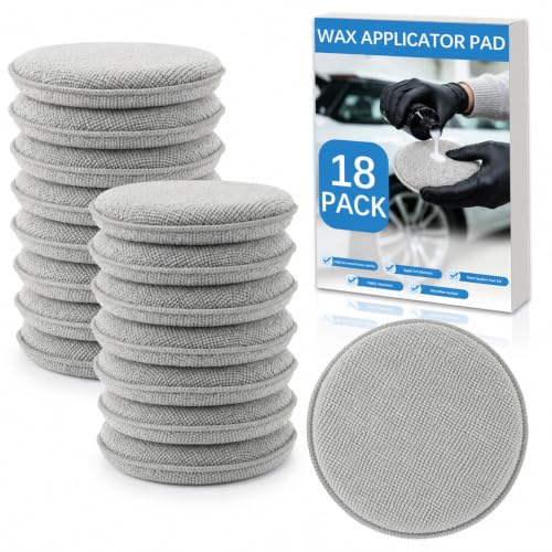 18 Pack Car Wax Applicator Pad 5 Inch, Gray Foam Microfiber Applicator Pad for Car Buffing, Detail Polishing, Tire Shine Applicator, Cleaning and Fine Polishing - color: Gray, 18 Pack