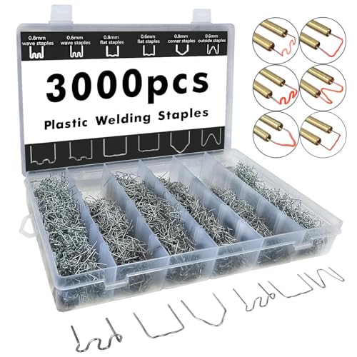 DLronwey Plastic Welding Staples 3000 pcs,6 Types Hot Staples for Decoration,Auto Repair,Architectural Modelling,Toy Manufacturing,Etc. - style: 6 style 3000