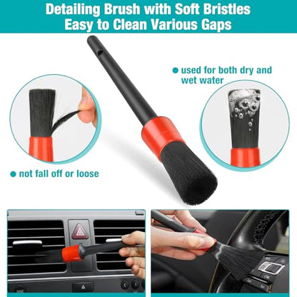 Luscinum Car Interior Duster Detailing Cleaning Gel Brushes Kit, | Soft Dust Detail Crevice Brush Slime Putty Cleaner Accessories Tools for Dashboard,Air Vent,Panel,Leather