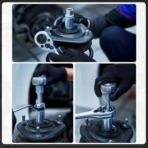 18PCS Steering Hub Suspension Shock Absorber Strut Nut Removal Tool Socket Kit, 1/2 inch Suspension Strut Spreader Tool Set, with Gloves