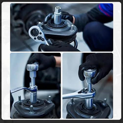 18PCS Steering Hub Suspension Shock Absorber Strut Nut Removal Tool Socket Kit, 1/2 inch Suspension Strut Spreader Tool Set, with Gloves