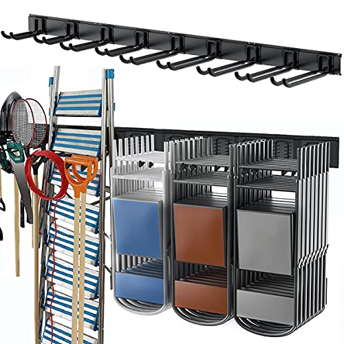 TORACK Tool Storage Rack, Heavy Duty Steel Garage Wall Mount Garden Tool Organizer for Ladders, Chairs, Shovels, Broom, Power tools (8-Pack 5.7"-11" Mixed Hooks, up to 800 lbs) - size: Metal Rack
