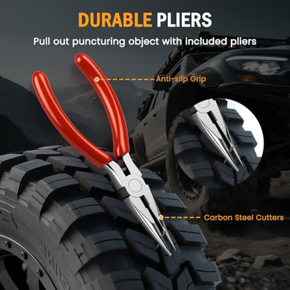 ORCISH Heavy Duty Tire Plug Kit - 70pcs All-in-One Universal Tire Repair Kit for Tubeless Flats, Emergency Tire Patch Kit for Car, Truck, SUV, ATV, Motorcycle, Trailer & RV - size: 70 Piece Set