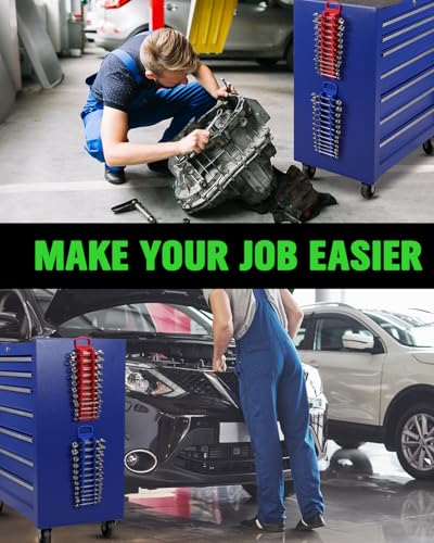 SWANLAKE 2-Piece Magnetic Wrench Organizer Toolbox Holder, SAE (1/4'' to 15/16''), Metric (6mm to 24mm) Ratchet Wrench Organizers, Total Hold 24 Slots Wrenches Holder for Tool Box - style: 24-Slot