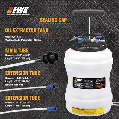 EWK 10.5L Pneumatic/Manual Oil Extractor Pump for Oil Change, Fluid Extractor for Automotive Fluids Vacuum Evacuation - size: 10.5L