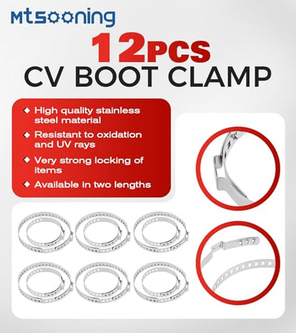 13Pcs CV Joint Banding Boot Axle Clamp Pliers Kit,Automotive Universal Adjustable Drive Shaft CV Boot Band Crimp Clamps,Stainless Steel CV Joint Boot Band Clamps for Most Cars