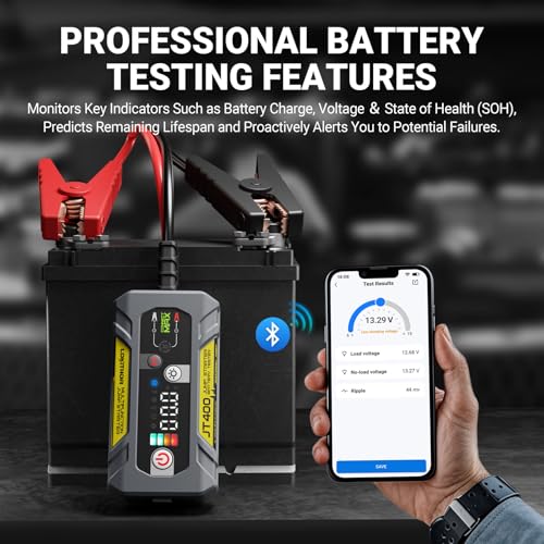 LOKITHOR JT400 12V Jump Starter and Battery Tester 2-in-1, 2500A Battery Jumper Starter Portable for Up to 8.5L Gas & 6.5L Diesel Engines, 100-2000 CCA Load Capacity Automotive Load Tester (Yellow) - color: Yellow