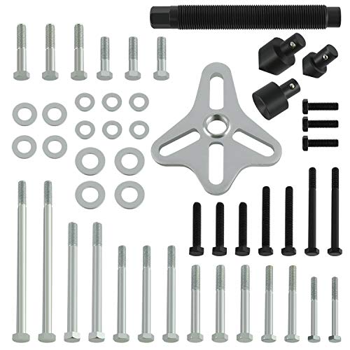 46 Pieces Steering Wheel Puller Kit, Use with Harmonic Balancers, Crankshaft Pulleys and Gears, Work on Most Cars, Pickups, SUVs