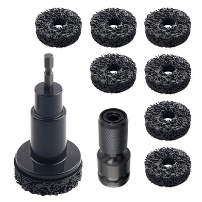 9PCS Wheel Hub Cleaning Tool Kit with Polishing Pads,Wheel Hub Cleaning Kit for Power Drill & 1/2" Impact Wrench,Professional Wheels Stud Cleaner Kits for Car Maintenance - color: 9PCS