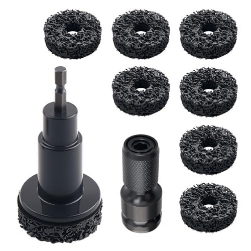 9PCS Wheel Hub Cleaning Tool Kit with Polishing Pads,Wheel Hub Cleaning Kit for Power Drill & 1/2" Impact Wrench,Professional Wheels Stud Cleaner Kits for Car Maintenance - color: 9PCS