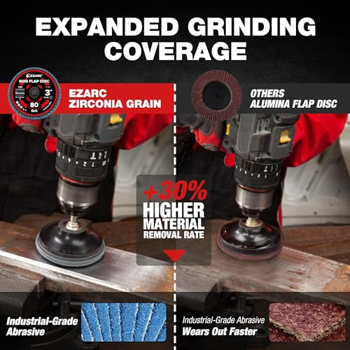 EZARC 10PCS Mixed Flap Disc Set for Die Grinder, 3" Flat & 2" Curved Zirconia Sanding Discs with Holder and 1/4" Shanks, 80 Grit Roll Lock Quick Change Grinding Wheels for Weld Rust Paint Removal - size: 80Gr 10P