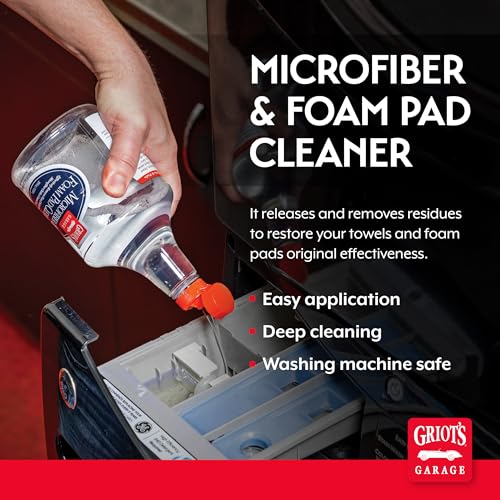 Griot's Garage Microfiber and Foam Pad Cleaner, Removes Polish, Wax, and Sealant Residue, Restores Your Car Cleaning Cloths' Effectiveness, 11078, 35 oz - size: 35 Fl Oz (Pack of 1)