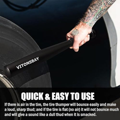 Aluminum Tire Checker Bat - Truckers Tool for Checking Tire Pressure - Black - color: Black
