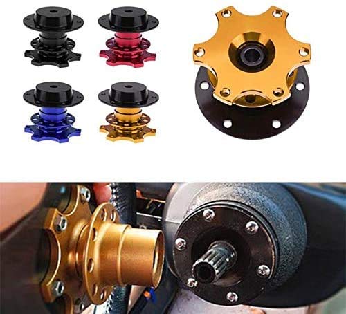 BestTeam Universal Steering Wheel Snap Off Quick Release Hub Adapter Boss Kit With 6-hole Steering Wheel Hub (Sliver) - color: Sliver