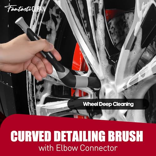 Fantasticlean 7PCS Wheel Tire Brush Kit for Car Detailing Cleaning | Tire Brush, Soft Rim Brush, Bendable Wheel Cleaner Brush for Cleaning Wheels, Double-Ended Detailing Brush, Applicator Pads - size: 7PCS-WDK004