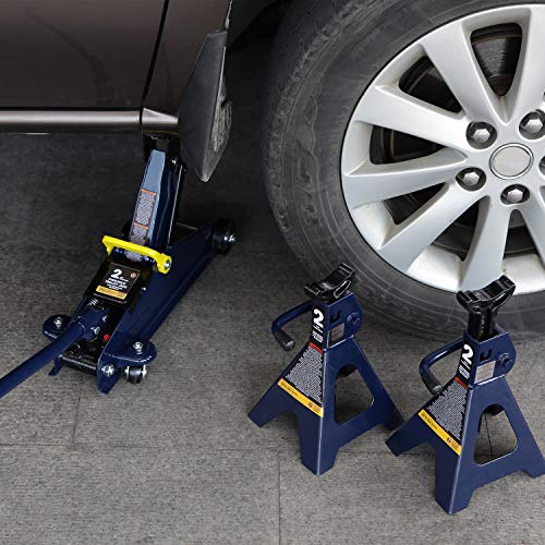 TCE AT82001U Torin Hydraulic Trolley Service/Floor Jack Combo with 2 Jack Stands, 2 Ton (4,000 lb) Capacity, Blue - size: 2 Ton
