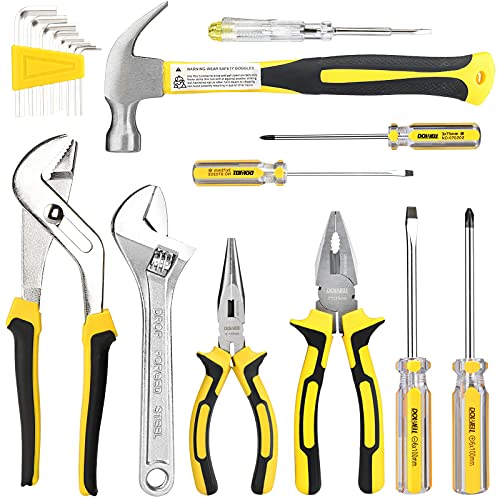 DOWELL Tool Set Household Tool Kit with Storage Tool Bag Pouch, 19 PCS | with Pliers Screwdriver Set Hex Key Wrench - size: 19PCS