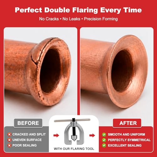 25 Ft 3/16" & 1/4" Brake Line Kit, Copper Coated Brake Line Repair Kit with Brake Line Bender, Single & Double Flare Tool Kit, Include 32 Inverted Tube Nut, Deburring Tool