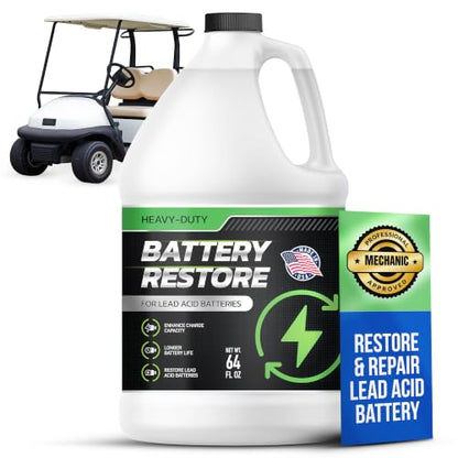 Battery Restorer and Desulfator for Lead Acid - Prolong Life & Boost Charge Capacity, Battery Acid Refill and Additive for Golf Cart, RVs, Bikes, ATVs, Car 64oz