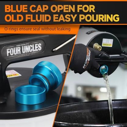 FOUR UNCLES Brake Bleeder Vacuum Pump Kit - Pneumatic Brake Fluid Extractor with 1L Refilling Bottle for Brake Fluid Bleeding, One-Person Operation - size: 2L Upgraded Version