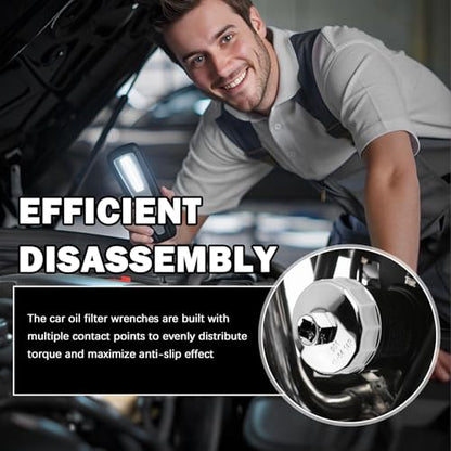64-65mm Oil Filter Wrench Driven by 1/2" Tool,14 Flute Car Oil Filter Tool Compatible with Honda Nissan Acura,Sturdy Car Oils Filters Removal Tools Automotive Tools