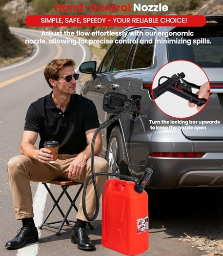 2.8GPM Automatic Electric Fuel Transfer Pump with Hand-Stop Battery Powered Fuel Transfer Pump, USB-C Charging Gas Pump for Gas Can, Transfers Gasoline, Diesel, Water - color: 2.8 GPM With Hand Nozzle