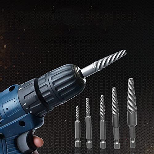 Screw Extractor Set, 6 Pcs Headless Broken Screw Remover, Damaged Stud Removal Tool, Professional Grade Kit with Post, for Mechanics, Automotive Repair, Woodworking, DIY Projects,