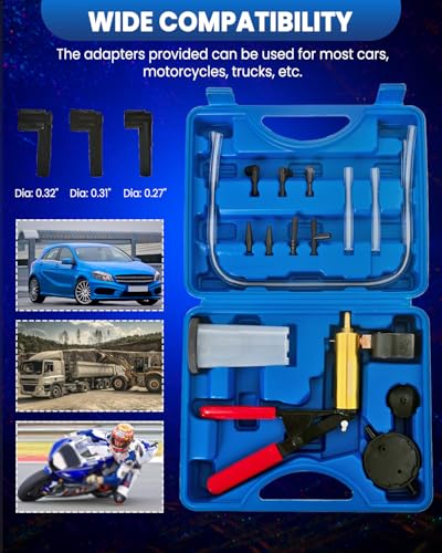 SIXIWANZI Brake Bleeder Kit with Hand Vacuum Pump and Adapters, Hand Held Brake Bleeder Vacuum Pump Kit for Car and Truck