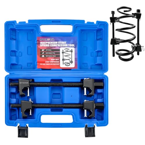 NYXOVA Macpherson Strut Spring Compressor, Coil Spring Compressor Strut Remover Installer Tool, 21mm Socket 1/2" Drive Safe Universal Set for Struct Spacer Assembly/Shock Installation (Blue) - color: Blue