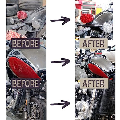 oesee Motorcycle Cleaning Kit 6 Pack Design for Chrome, Woolies Brush, Wool Wash Mitt, Tire&Chain Brush, Detailing Brush& Ultra Plush Towel for Motorcycle& Bike Chrome Painted, Rims, Exhaust, Surface - size: Grey(6 Pack)