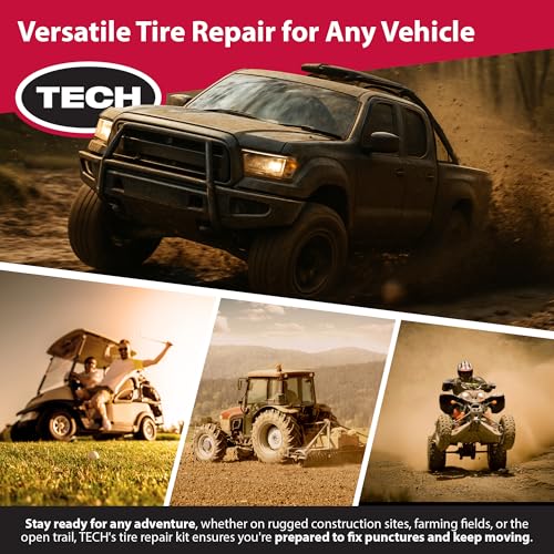 TECH Permacure Tire Repair Refill Kit - The Ideal Size Tire Repairs and Tools for Passenger Cars, Light Trucks, SUVs, Trailers, ATVs, Golf Carts, Farm Equipment and More (8 Repairs, No Tools)
