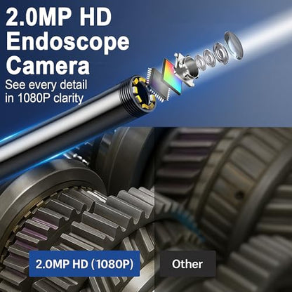 49.2 Feet Inspection Endoscope Camera with Light, 1080P HD Borescope Camera with Light, 4.3" IPS Screen, IP67 Waterproof Sewer Borescope, 49.2Ft Semi-Rigid Cord Drain Pipe Endoscope Cool Gadgets Tool - size: 49FT