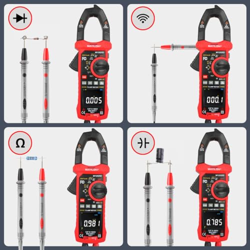 Digital Clamp Meter, 10000count Auto Ranging Multimeter, Voltmeter Supports 1000V AC/DC Voltage, 1200A AC/DC Current, Resistance, Capacitance, Continuity, Live Wire Test, NCV