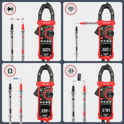 Digital Clamp Meter, 10000count Auto Ranging Multimeter, Voltmeter Supports 1000V AC/DC Voltage, 1200A AC/DC Current, Resistance, Capacitance, Continuity, Live Wire Test, NCV