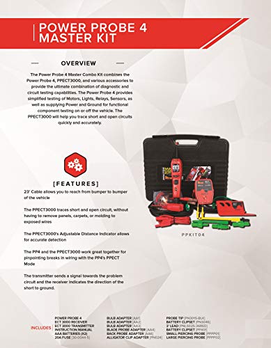 POWER PROBE IV Master Combo Kit - Red (PPKIT04) Includes Power Probe IV with PPECT3000 and Accessories