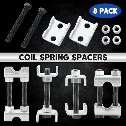 Coil Spring Spacers 8PCS 2-Way Adjustable Lift Or Lower Spring Spacer | Coil Spring Compressor Tool Strut Spring Compressor for Cars SUVs Trucks, Spreads or Compresses Coil Springs